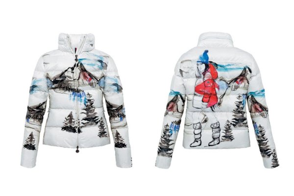 Пуховик с принтом женский