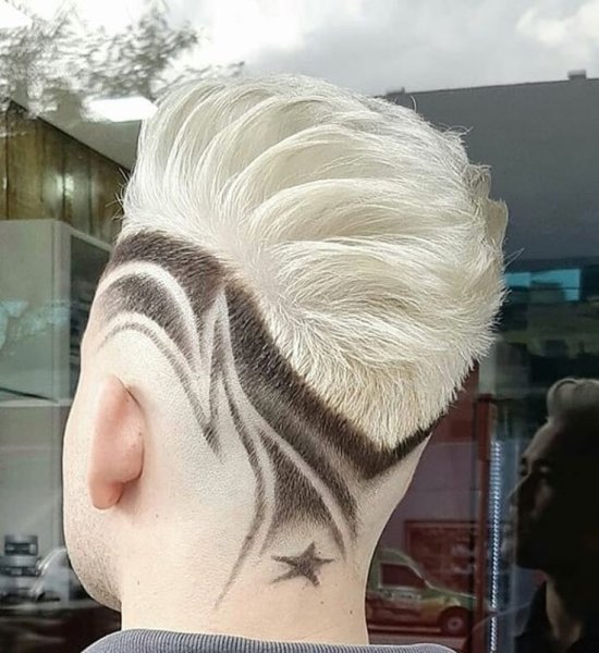 Стрижка с выбритым узором для девушки