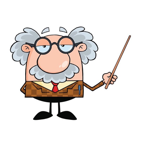 Профессор на белом фоне