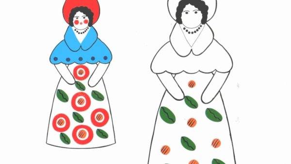 Рисование Дымковская Барыня