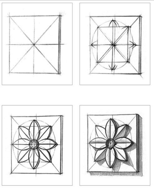 Академический рисунок гипсовая розетка