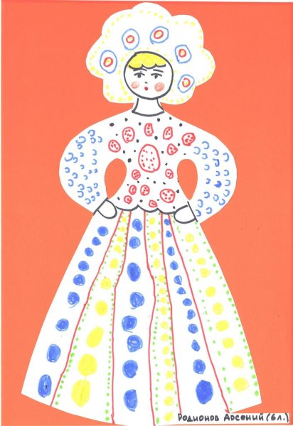 Дымковская барышня рисование в старшей группе