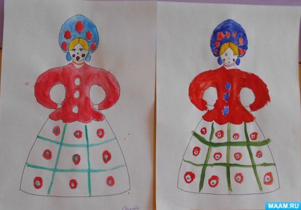 Рисование Дымковская барышня подготовительная