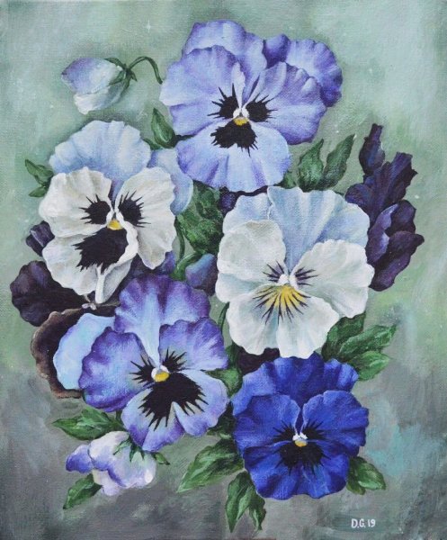 Анютины глазки мастер класс акрил