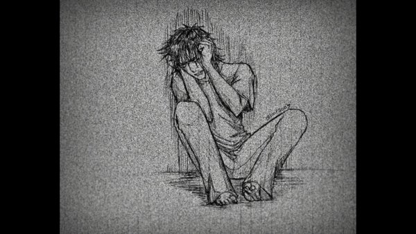 Грустный аниме парень