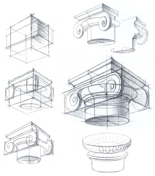 Капитель Ионического ордера гипс