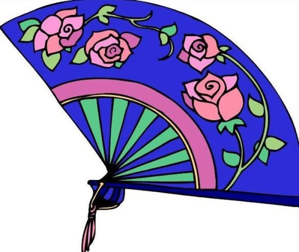 Япония веер акварелью