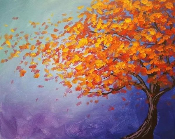 Правополушарное рисование осеннее дерево