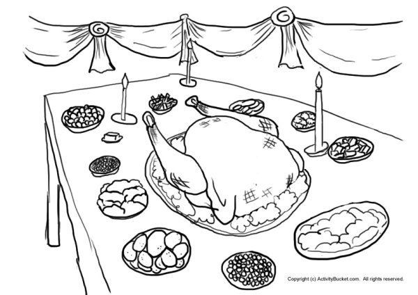 Раскраска праздничный стол