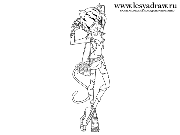 Рисунки кукол Монстер Хай карандашом