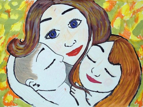 Мама с ребенком рисунок