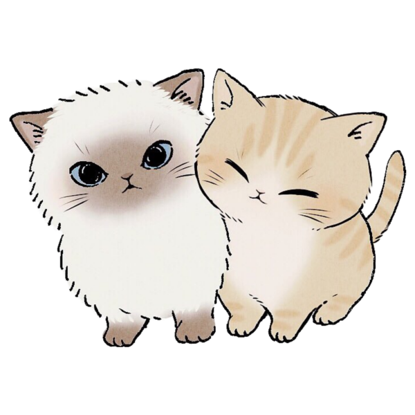 Милые котики на прозрачном фоне