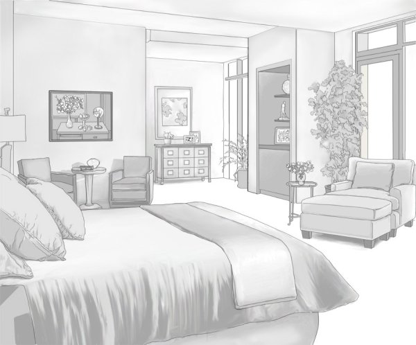 Раскраска комната спальня