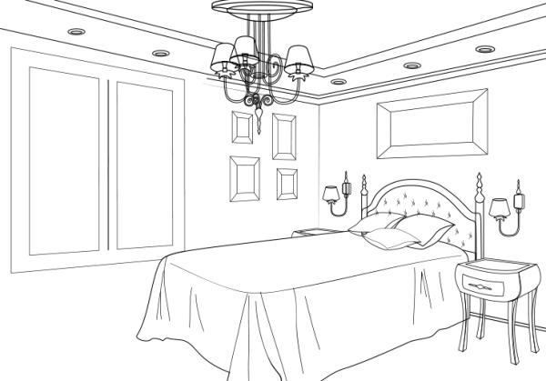 Спальня раскраска