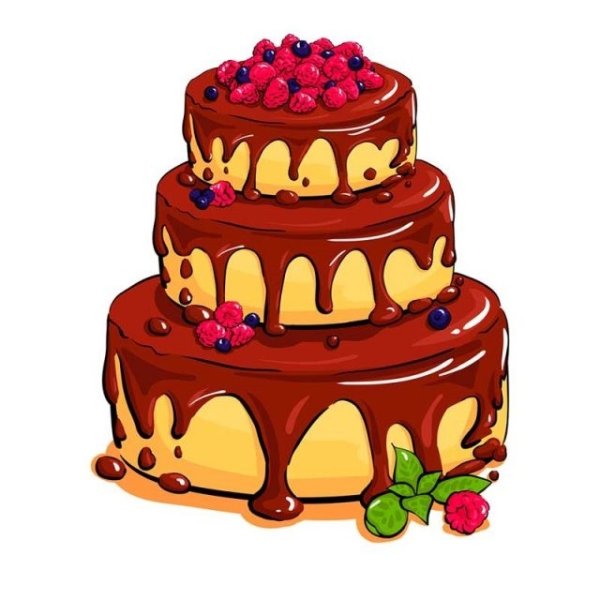 Тортик с днем рождения на прозрачном фоне