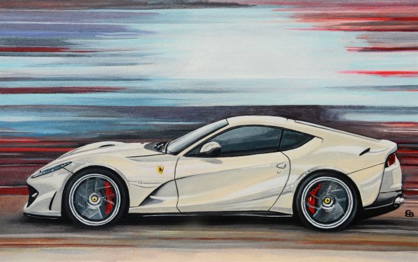 Спорткар акварелью