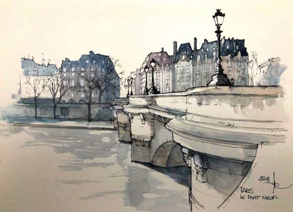 Скетчинг пейзаж Париж