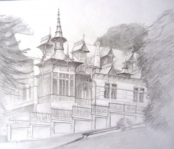 Дача Шаляпина Кисловодск карандашом