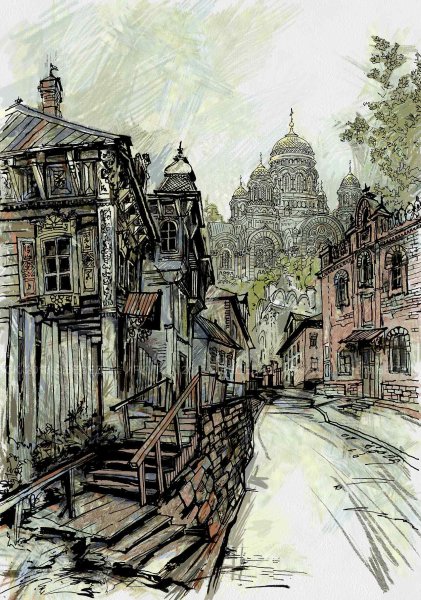 Урбан скетчинг художника Беседин Олег