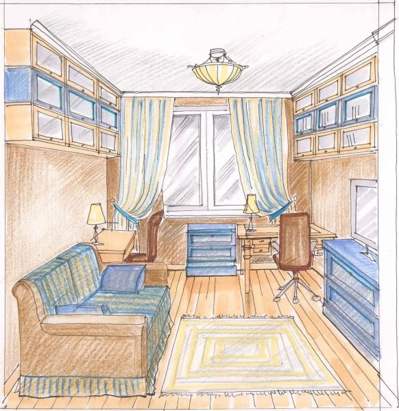 Эскиз интерьера комнаты