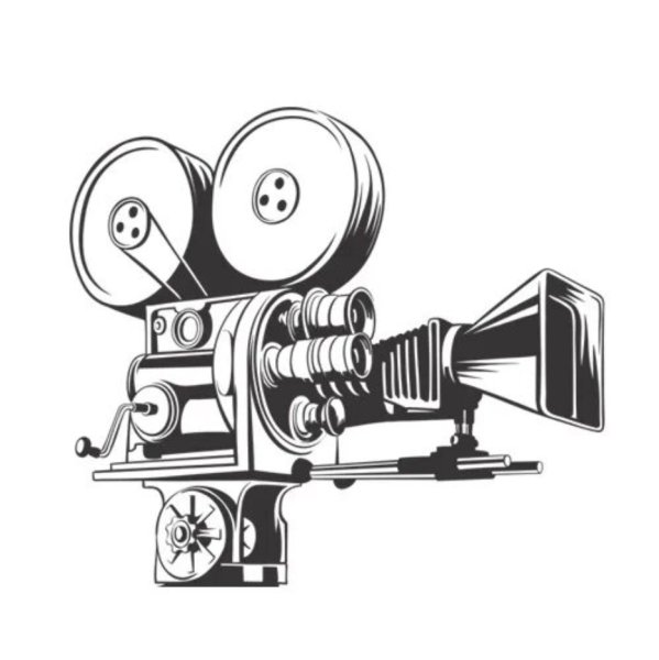 Кинокамера на белом фоне