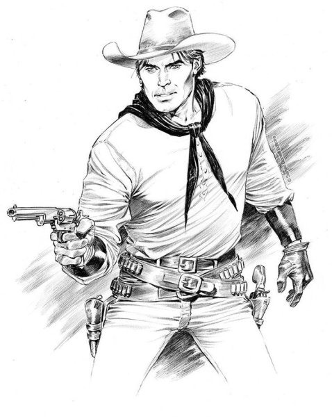 Ковбой рисунок карандашом