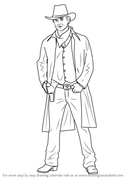 Ковбой рисунок карандашом