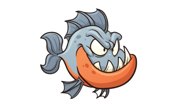 Пиранья на прозрачном фоне