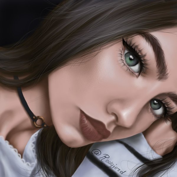 Шатенка с зелеными глазами арт