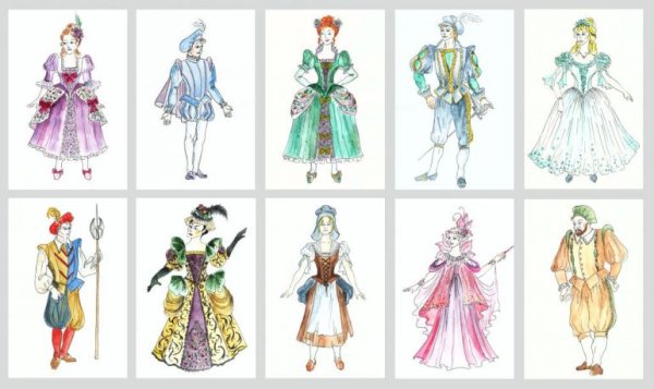 Эскиз костюма к спектаклю Золушка