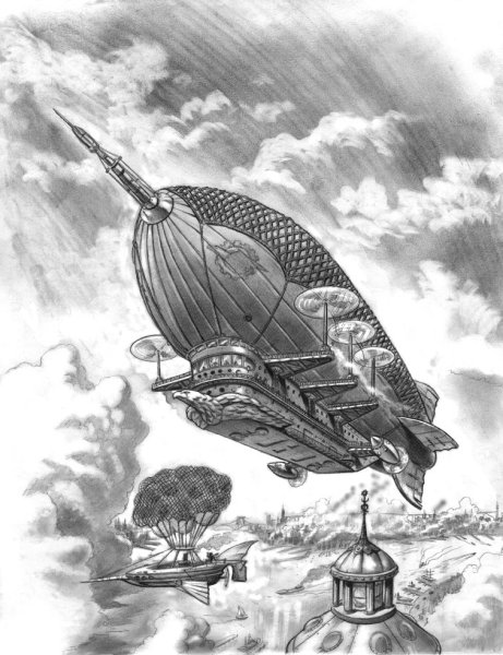 Стимпанк Жюль Верн дирижабль