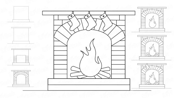 Камин рисунок