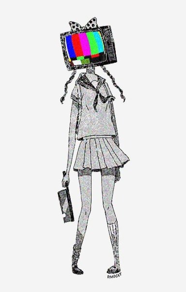 Девушка с телевизором на голове