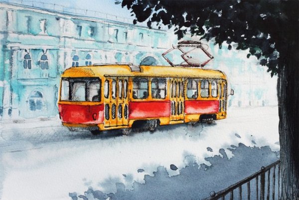 Трамвай рисунок