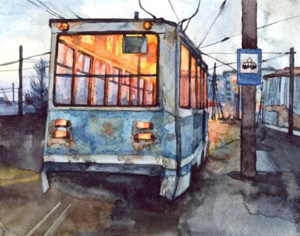 Трамвай рисунок