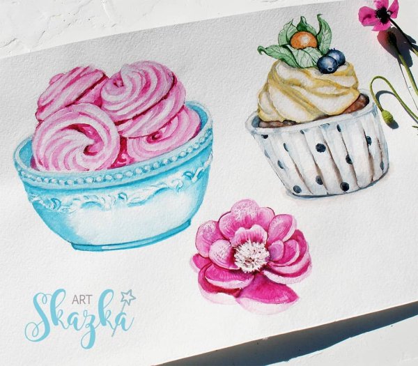 Зефир акварельный рисунок