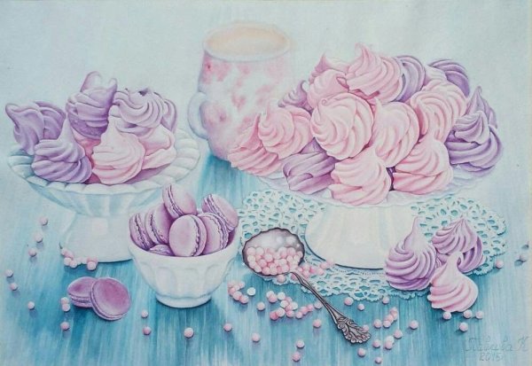 Зефирки акварель