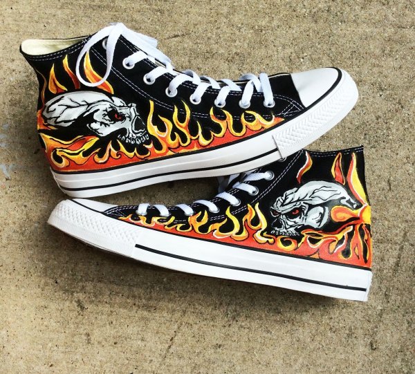 Кастом кеды конверс огонь