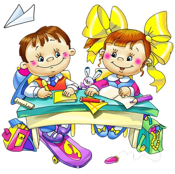 Дети за партой раскраска