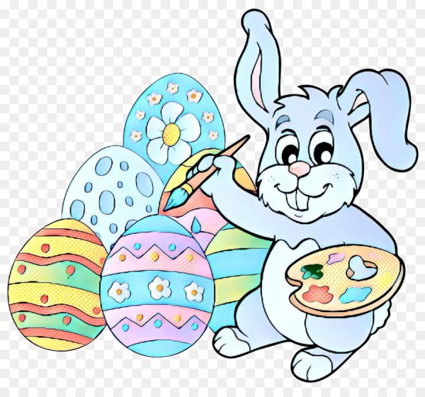 Пасхальный кролик в пасхальных яйцах