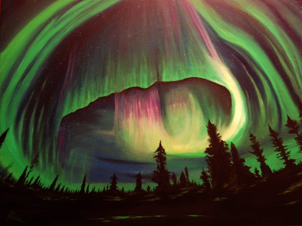 Полярное сияние живопись
