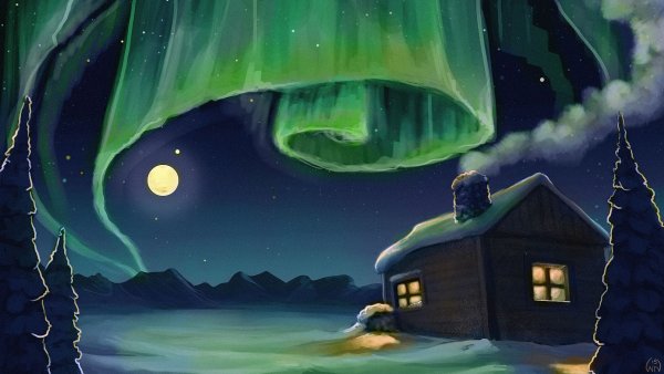 Северное сияние мультяшное
