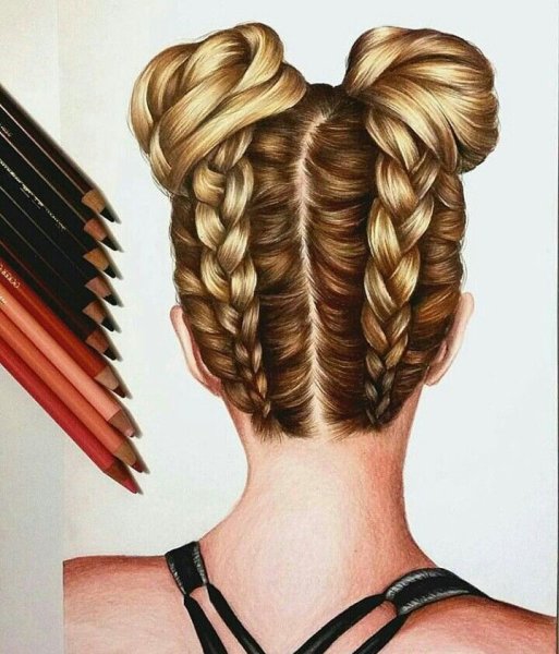 Коса и карандаш прическа
