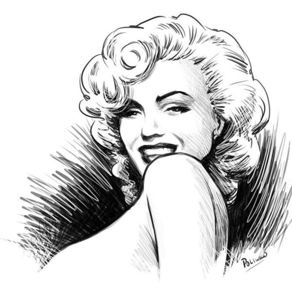 Мэрилин Монро рисунок карандашом
