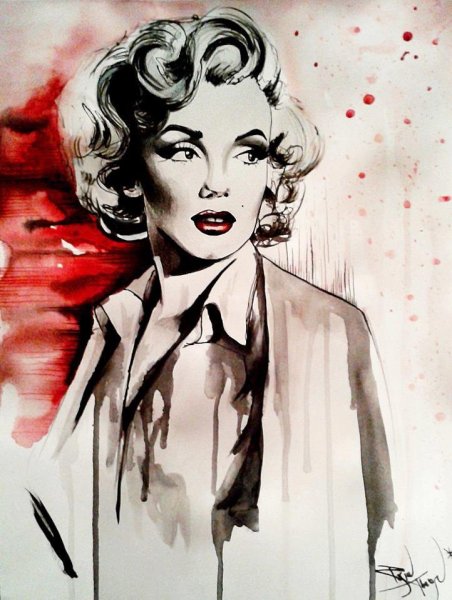 Портрет акварель Марлин Монро