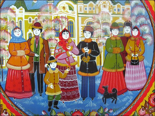 Народные праздники коллективное панно