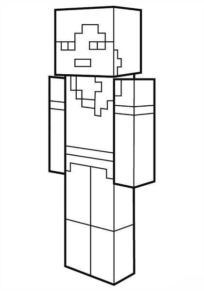 Раскраска майнкрафт Стив и Алекс