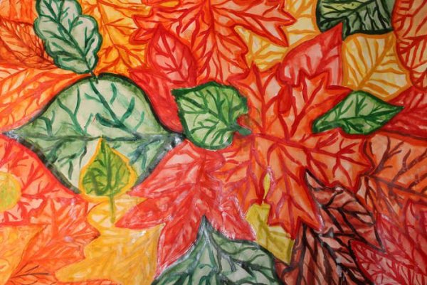 Ковер из осенних листьев рисование