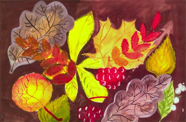 Ковер из осенних листьев рисование