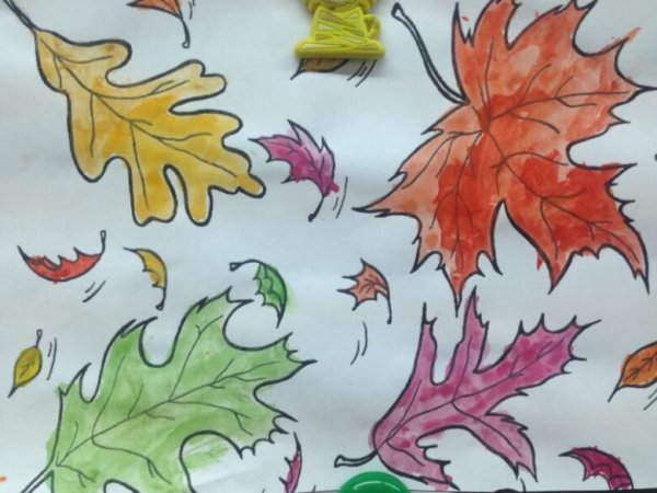 Рисование осенний ковер с детьми